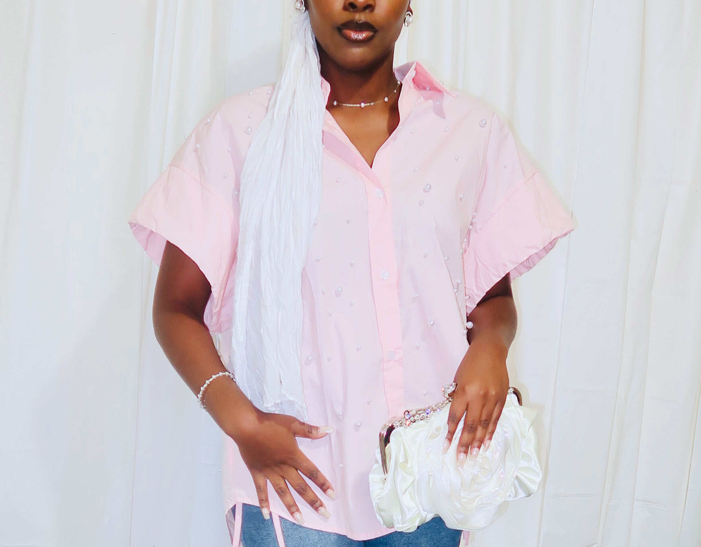 Oversize Pearl Studded Blouse (OSA)