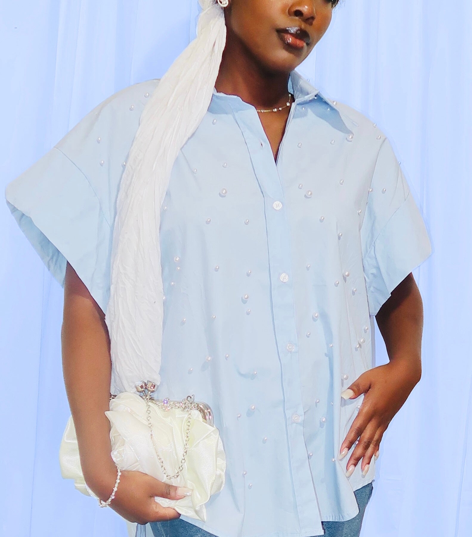 Oversize Pearl Studded Blouse (OSA)