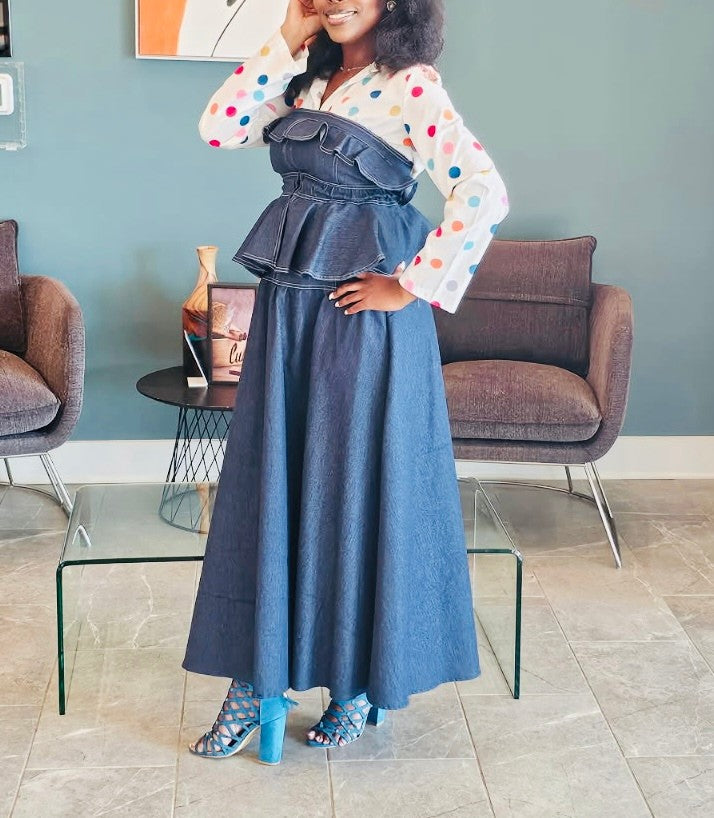 Ruffled Jean Dress