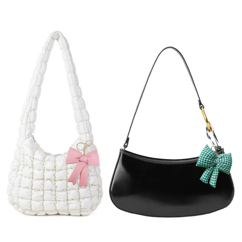 Puffy Bow Ribbon Bag Charm Keychain – Cute & Trendy Accessory