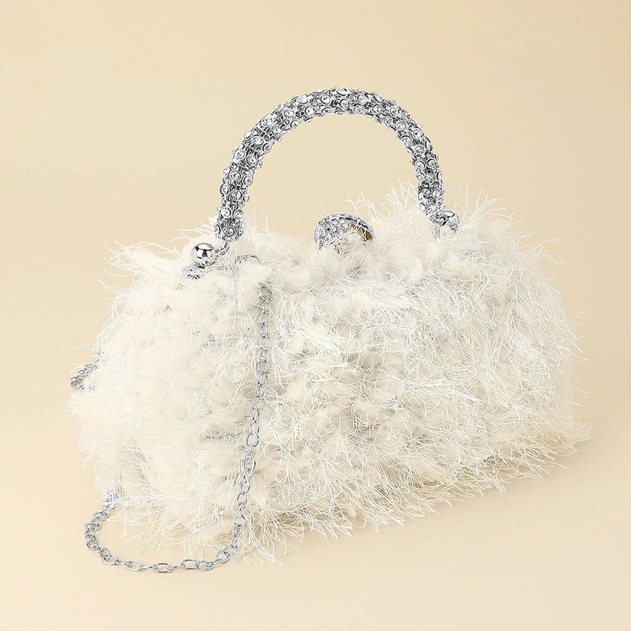 Crystal Fringe Evening Bag with Chain Strap